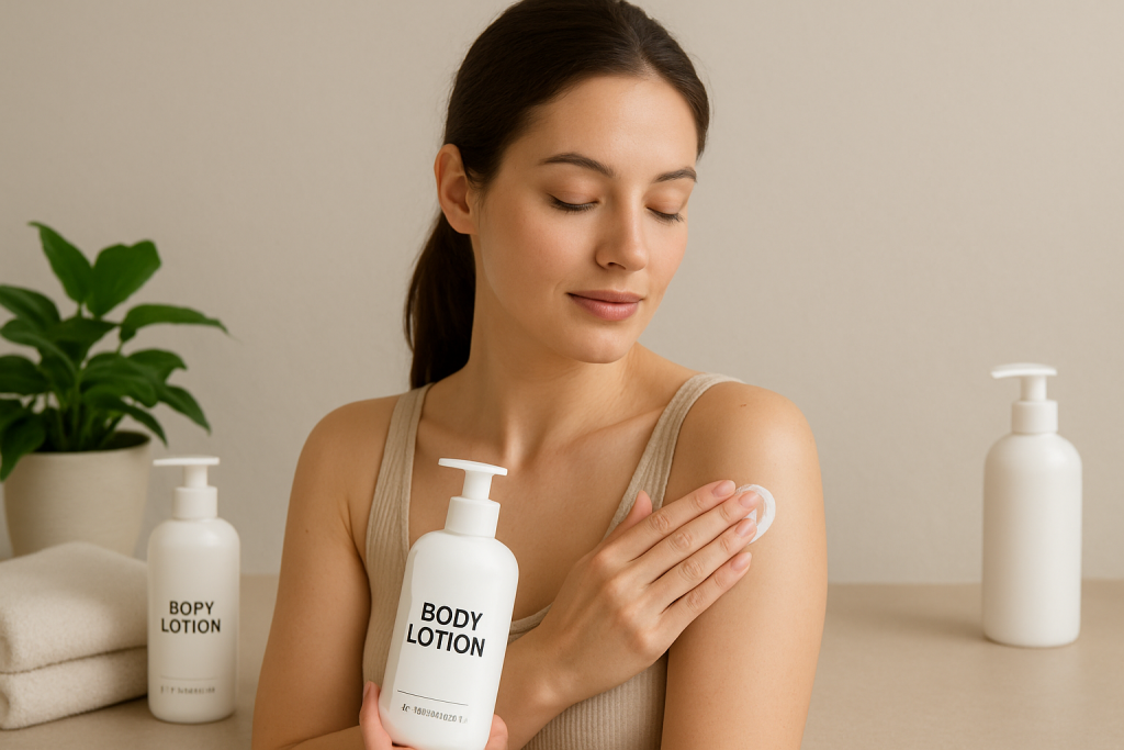 Woman applying the best body lotion for soft and hydrated skin